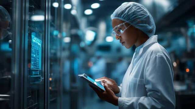 A dedicated scientist analyzes complex data in a lab for breakthroughs