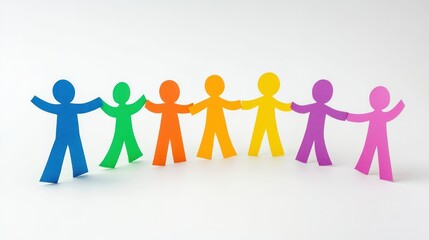 Colorful paper cutouts holding hands