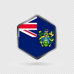 Pitcairn Islands Flag Icon in Hexagon Shape.
