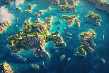 Obraz premium Lush tropical islands in a turquoise ocean.