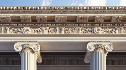 Classical Architecture: Intricate Stonework and Ionic Columns