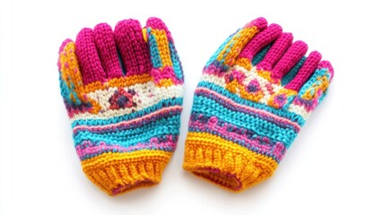 Colorful knitted fingerless gloves