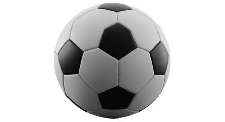 Soccer ball black and white classic design for sports equipment and game day illustration on white background on transparent background