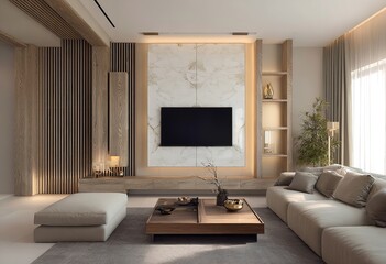 Modern living room design ideas with tv wall unit and minimalist furniture interior decoration