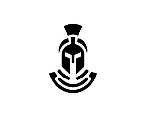 Black armor warrior logo with spartan style