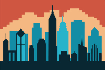 Fototapeta premium Charlotte city skyline vector, urban silhouette illustration, skyline elements clipart design
