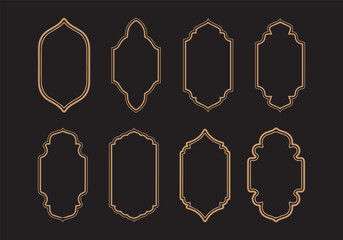 Islamic Luxury pattern frame set, Luxury pattern frame arabic ornaments, Indian frame with geometric texture - Vector design, Islamic Rectangle gold frame geometric pattern