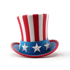 3D Render of Patriotic Object for Independence Day USA &ndash; Isolated on White