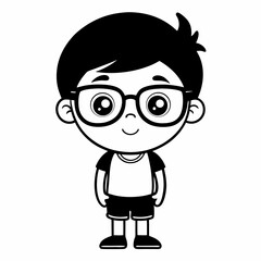Cute Cartoon Boy with Glasses Character Avatar Icon