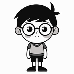 Cute Cartoon Boy with Glasses Character Avatar Icon