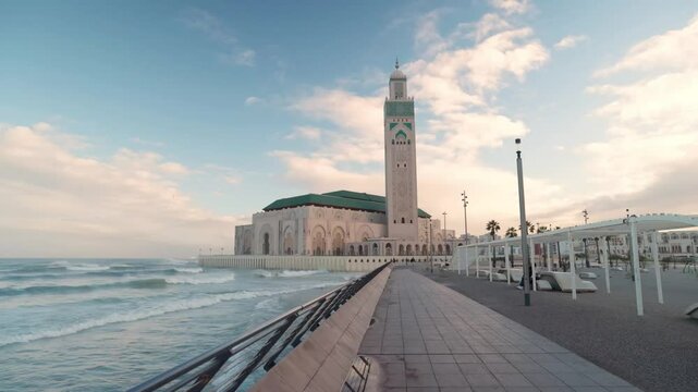The Hassan II Mosque, or Hassan II Grand Mosque, is a mosque located in Casablanca, Morocco. It is the largest mosque in Africa and the fifth largest mosque in the world. Thursday, June 12, 2025.