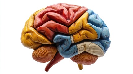 Colored anatomical model of a brain