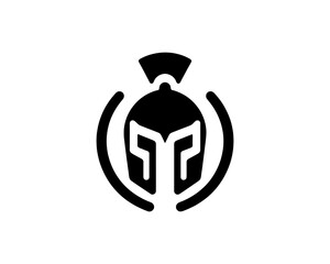 Obraz premium Black helmet symbol of ancient spartan warrior