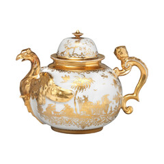 Gilded Meissen Teapot Early 18th Century Chinoiserie Porcelain European Decorative Art