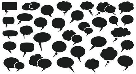 Various Speech Bubbles and Thought Clouds as Graphic Elements for Conversation Design
