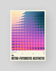 Retro-futuristic and abstract poster design. Geometric glass refraction and distortion gradient
