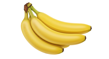 Fresh ripe yellow bananas bunch isolated on white background healthy fruit nutrition diet vegan food concept on transparent background