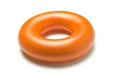 Orange Inflatable Ring on White Background, Smooth Texture and Detailed Design