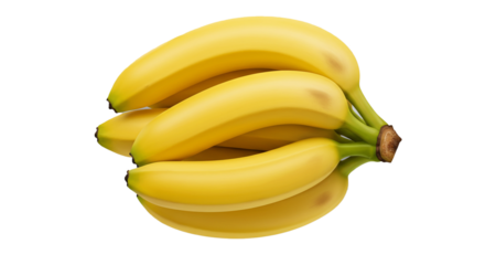 Fresh yellow bananas bunch healthy fruit tropical delicious potassium rich nutrition energy boost food source on transparent background