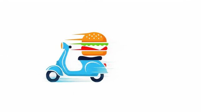 Fast food delivery scooter illustration with burger