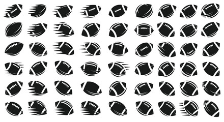 Diverse Array of American Footballs Icons in Vector Format Showcasing Various Styles