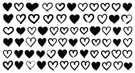 Black and White Array of Heart Shapes Arranged for Love and Affection Themes