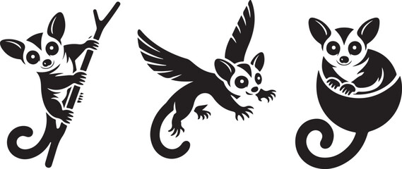 Sugar glider animal vector silhouette art