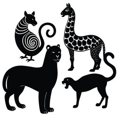 black silhouettes of animals