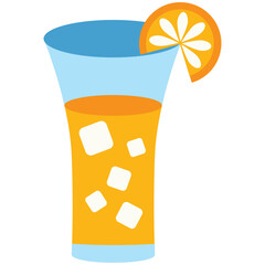 Fresh Orange Juice Vector Flat Illustration