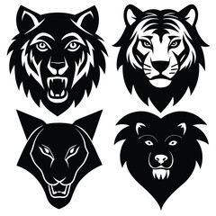 Wild Predator Heads Wolf Bear Lion Tiger