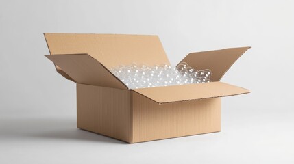Cardboard box with packing peanuts