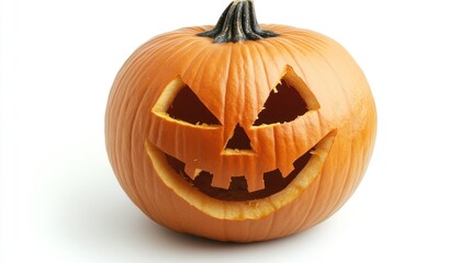 Carved pumpkin with spooky face