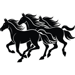 Group of Running Horses in Motion