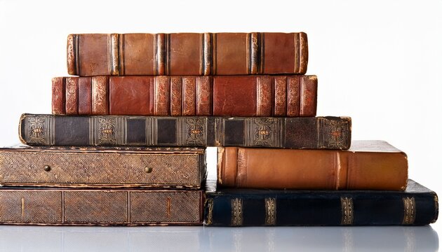 lot of old books isolated on white