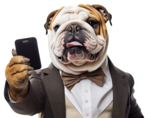 PNG Selfie english bulldog animal mammal adult.