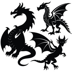 Naklejka premium Types of Dragons Vector Collection
