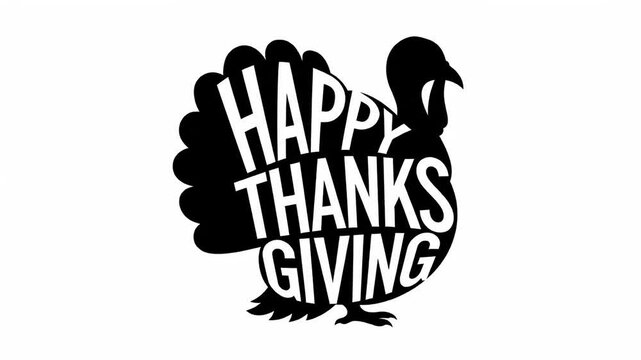 Happy thanksgiving turkey silhouette design black and white thanksgiving poster for print happy thanksgiving creative graphic for social media or web use thanksgiving holiday art simple black and whit