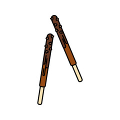 Choco Stick Flat design style, biscuit sticks dipped in chocolate with toppings, great for sweet snack branding and chocolate themed projects.