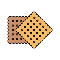 Wafers Flat design style, square crispy wafers often filled with chocolate, great for snack branding and dessert themes.