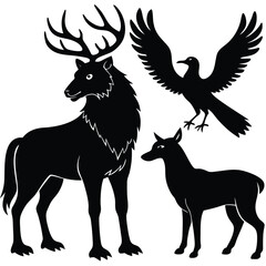 Fantasy Elf Companion Animals Vector