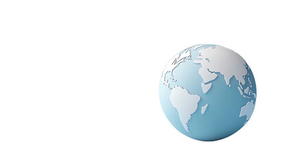 Fototapeta premium A stylized globe showcasing earth's continents, isolated on a white background, representing global awareness and ecology.