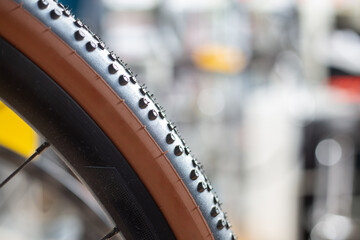 Detail modern black and alloy bicycle wheel .Bicycle wheel and tyre