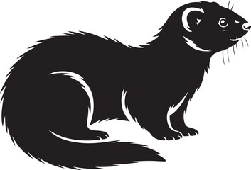 Cute Silhouette of a Weasel line art vector cartoon illustration