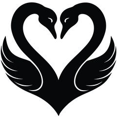 Two Swans Forming a Heart Shape
