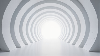 Naklejka premium An abstract architectural rendering of white concentric arcs and hallways