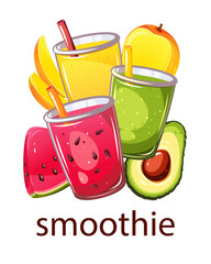 smoothie,background,drink,avocado,vegetable,summer,watermelon,juice,glasses,healthy,advertisement,fresh,illustration,cocktail,food,dessert,green,straw,vector,refreshing,ripe,cool,ice,tasty,slice,isola