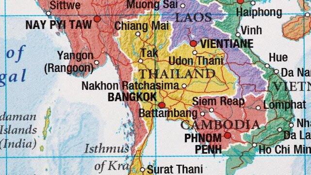 Exploring Thailand and Cambodia through a detailed map showing key locations