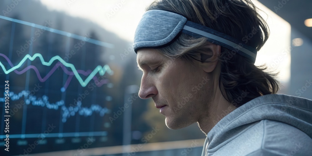Aufkleber digital health solutions for healthcare. focused man analyzing data on a digital screen.