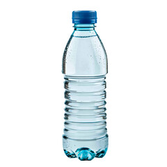 A refreshing, clear plastic bottle filled with pure water, condensation clinging to its surface, against a stark black backdrop.