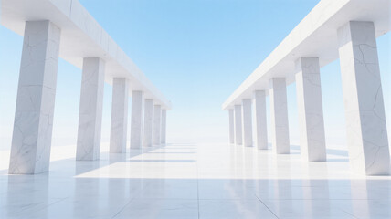 Obraz premium An endless marble pathway with pillars on both sides